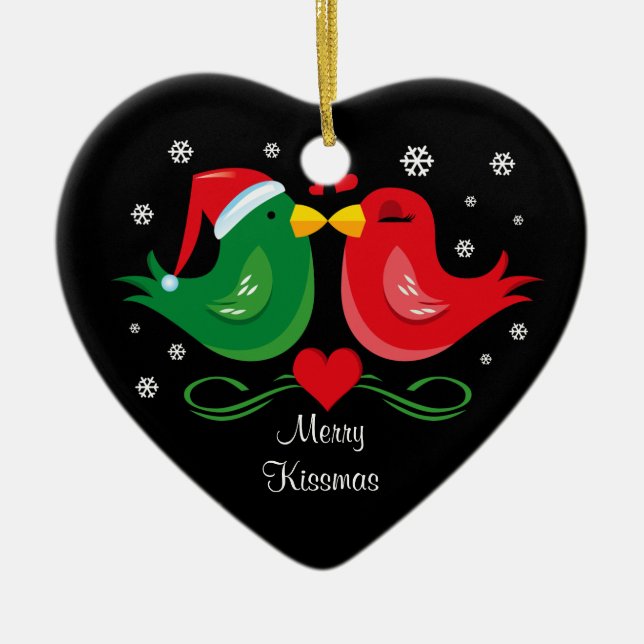 Christmas Lovebirds Personalised Ornament (Front)