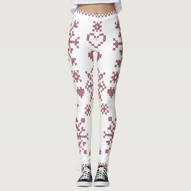 Christmas Lover Cross Pattern Sampler Design Leggings (Front)