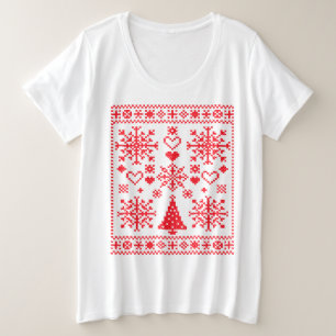 Christmas Lover Cross Pattern Sampler Design Plus Size T-Shirt