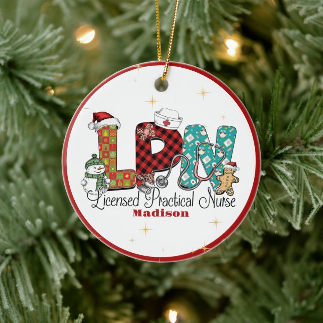   Christmas LPN Nurse Custom Ceramic Tree Decoration (Tree)