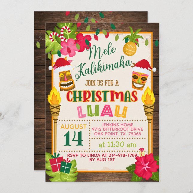 Christmas Luau Invitation (Front/Back)