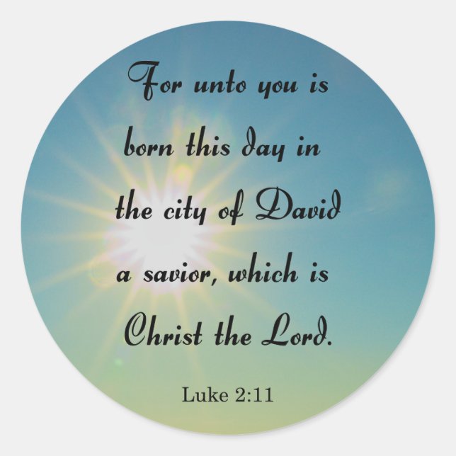 Christmas, Luke 2:11 Classic Round Sticker (Front)