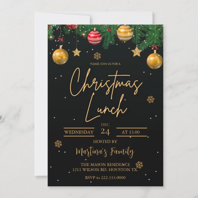 Christmas Lunch Invitations Holiday Party (Front)