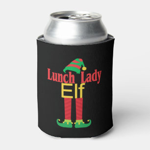 Christmas Lunch Lady Elf With Hat & Feet Holiday G Can Cooler