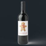 Christmas Lunch Watercolor Gingerbread Man Wine Label<br><div class="desc">Design is composed of watercolor gingerbread man

Available here:
http://www.zazzle.com/store/selectpartysupplies</div>