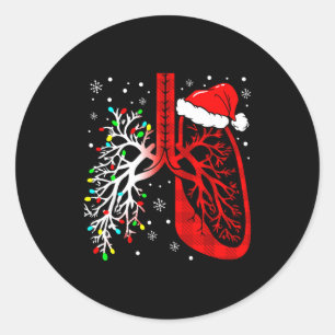 Christmas Lung Lights Resratory Therast Holiday  Classic Round Sticker
