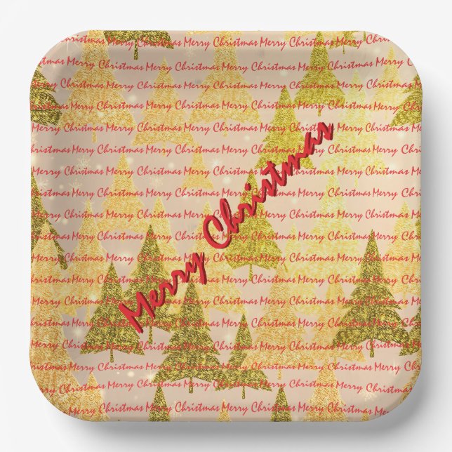 Christmas Luxury Christmas Trees Festive Paper Plate (Front)