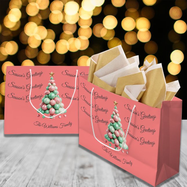 Christmas Macaron Colours Custom  Large Gift Bag (Creator Uploaded)