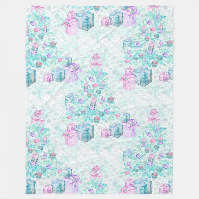 Christmas macarons fleece blanket (Front)