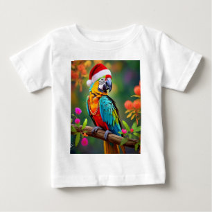 Christmas Macaw Wearing A Santa Hat-56485 Classic Baby T-Shirt