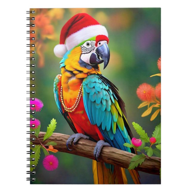 Christmas Macaw Wearing A Santa Hat-56485  Notebook (Front)