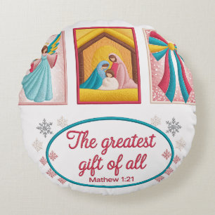 Christmas Machine Embroidery Design – Angel, Round Cushion