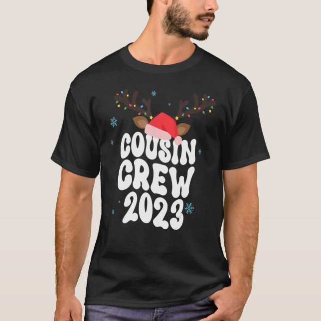 Christmas Maching Cousin Crew Riendeer Xmas Lights T-Shirt (Front)