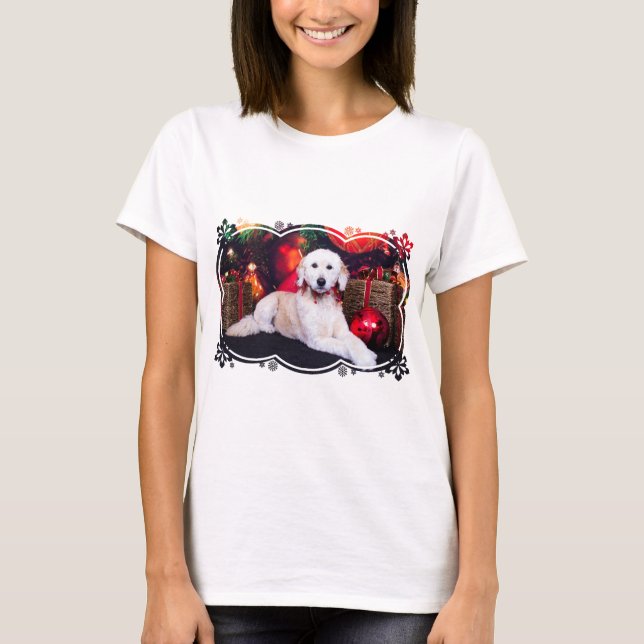 Christmas - Maggie - GoldenDoodle T-Shirt (Front)