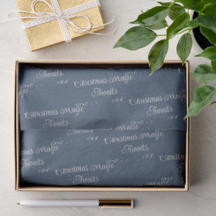 Christmas Magic Awaits Deep Winter Blue & Ivory Tissue Paper