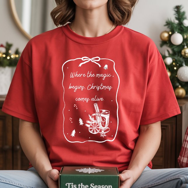 Christmas Magic Begins – Holiday Quote Design T-Shirt (Creator Uploaded)