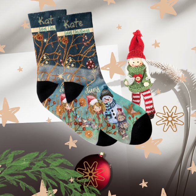 Christmas Magic blue All-Over-Print Socks (Christmas Magic blue All-Over-Print Socks)