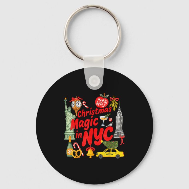 Christmas Magic In Nyc Festive Holiday New York  Key Ring (Front)