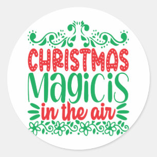 Christmas magic in the air classic round sticker