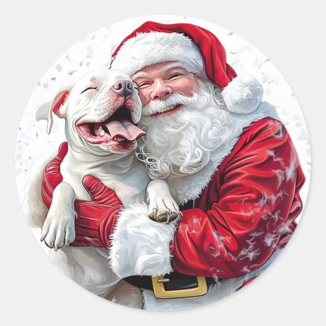 Christmas Magic is a Dog's Wagging Tail & Santa Classic Round Sticker (Front)