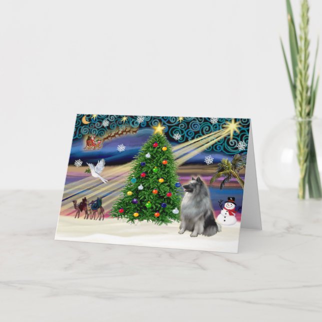 Christmas Magic Keeshond Holiday Card (Front)