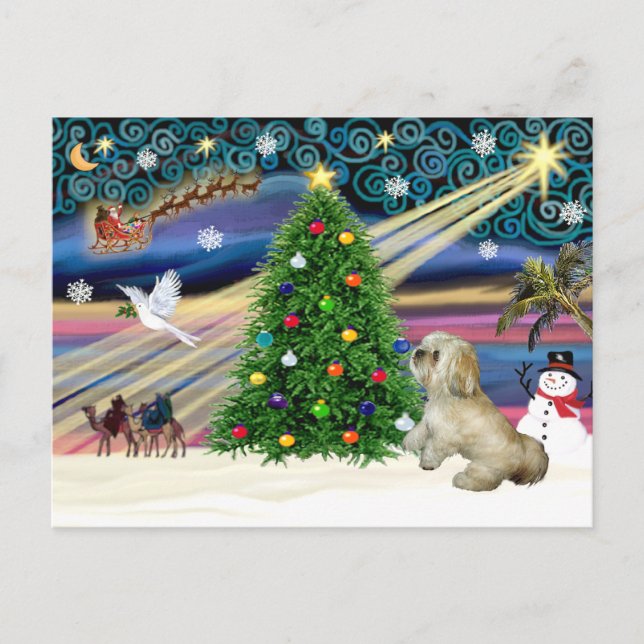 Christmas Magic Lhasa Apso 7 Holiday Postcard (Front)