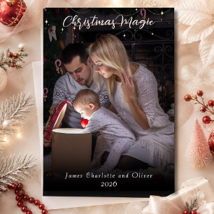 Christmas Magic Photo Script Typography Overlay  Holiday Card