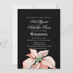 Christmas Magic/ Poinsettia Flower/ Black Wedding Announcement