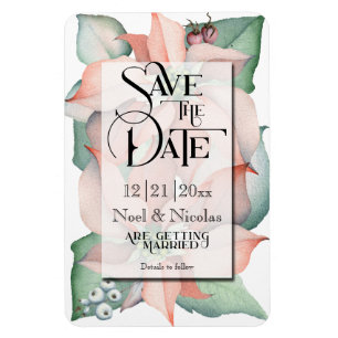 Christmas Magic/Poinsettia Wedding - Save the Date Magnet