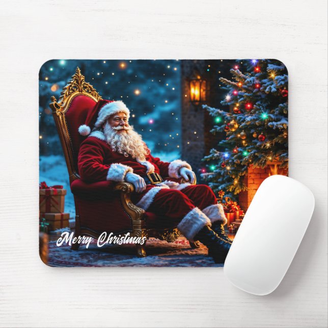 Christmas magic Santa Claus cosy fireplace  Mouse Pad (With Mouse)