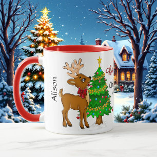 Christmas Magic Santa Claus Red Inside Add Name Mug