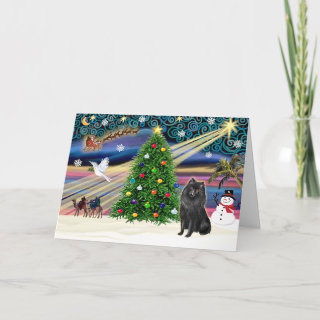 Christmas Magic Schipperke Holiday Card (Front)