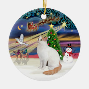 Christmas Magic - Turkish Van Cat Ceramic Tree Decoration