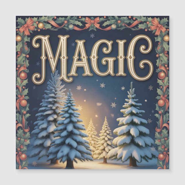 Christmas Magic Typography with Snowy Pine Trees  (Front)