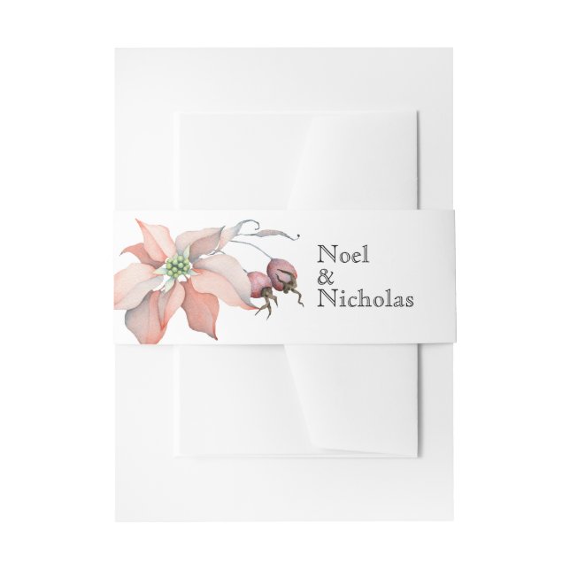 Christmas Magic/ Watercolor Poinsettia/Personalise Invitation Belly Band (Front Example)