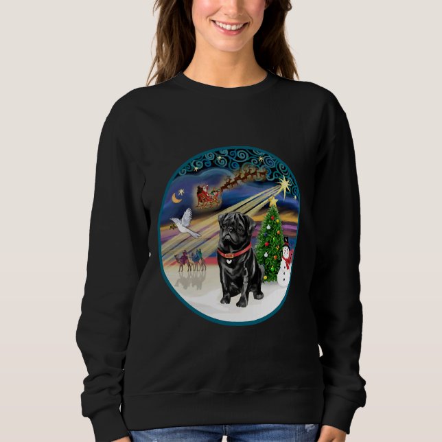 Christmas Magic with a Black Pug Classic T-Shirt 8 Sweatshirt (Front)