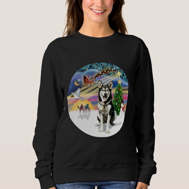 Christmas Magic With An Alaskan Husky Sweatshirt (Front)