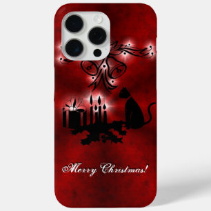 Christmas Magic with Black Cat on Red Rainbow iPhone 15 Pro Max Case