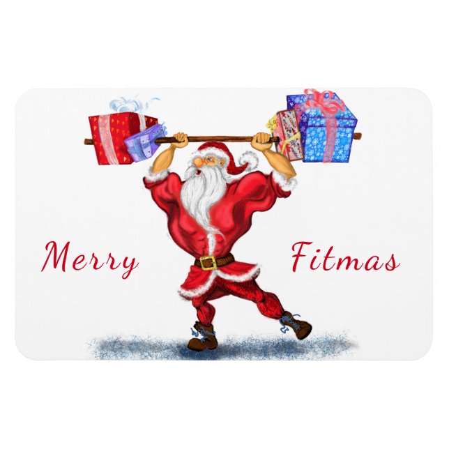 Christmas Magnet Gift Bodybuilder Santa Fun (Horizontal)