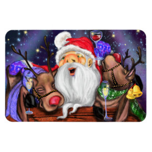 Christmas Magnet Gift Santa and Reindeers Fun