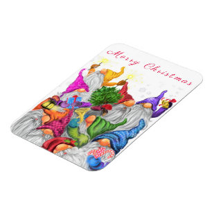 Christmas Magnet Gift with Happy Gnomes Party