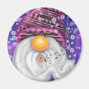 Christmas Magnet Gnome In Purple Hat