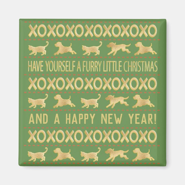 Christmas Magnet Square FURRY LITTLE CHRISTMAS (Front)