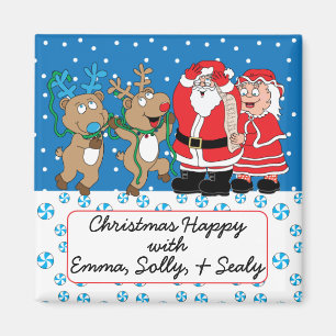 Christmas Magnet Square Santa's Coming To Town