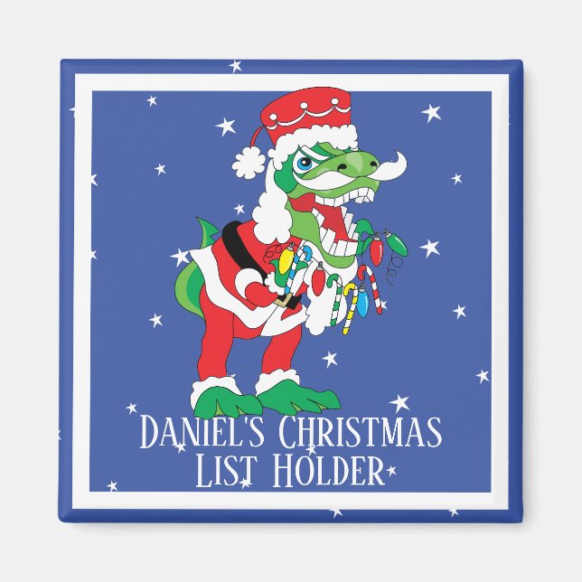 Christmas Magnet Square TySANTAsaurus Rex 2 (Front)