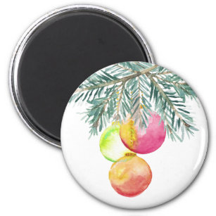 Christmas Magnets Watercolor Baubles