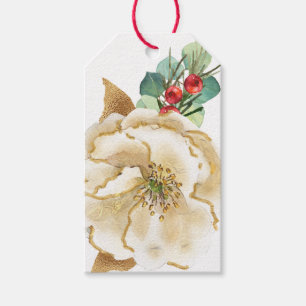 Christmas Magnolia with Gold Accents Gift Tag