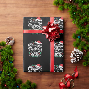 Christmas Mahjong Crew Santa Hat Holly Tiles Xmas Wrapping Paper