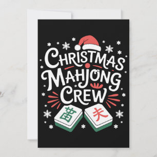 Christmas Mahjong Crew Santa Hat Xmas Family Invitation
