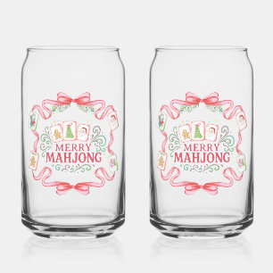 Christmas Mahjong Monogram Can Glass